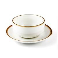 Porceletta Mocha Porcelain Soup Cup & Saucer, 220ml, Ivory