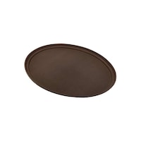 Vague Oval Non Slip Plastic Tray, 56x68 cm, Brown