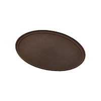 Vague Oval Non Slip Plastic Tray, 60x73 cm, Brown