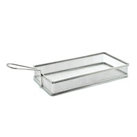 Vague Stainless Steel Reactangular Fry Basket Large with Handle, Silver