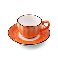 Picture of Porceletta Glazed Porcelain Coffee Cup & Saucer, 80ml, Orange