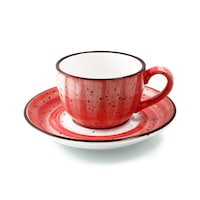 Picture of Porceletta Glazed Porcelain Coffee Cup & Saucer, 200ml, Red