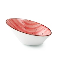 Picture of Porceletta Glazed Porcelain Boat Bowl, 16cm, Red