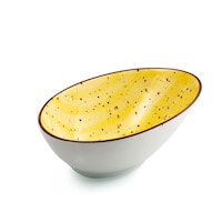 Picture of Porceletta Glazed Porcelain Boat Design Bowl, 18cm, Yellow