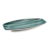 Picture of Porceletta Glazed Porcelain Boat Shape Plate, 12inch, Green