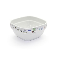 Picture of Porceletta Porcelain Stackable Kids Square Bowl, 4inch, Ivory