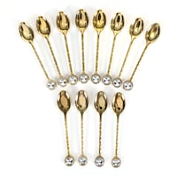 Jyc Stainless Steel with Crystal Coffee Spoon, 11cm, Gold - Pack of 12