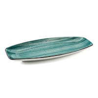 Picture of Porceletta Glazed Porcelain Boat Plate, 30cm, Green
