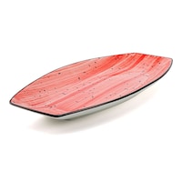 Picture of Porceletta Glazed Porcelain Boat Plate, 14inch, Red