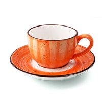 Picture of Porceletta Glazed Porcelain Coffee Cup & Saucer, 200ml, Orange