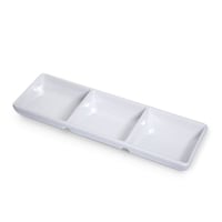 Picture of Vague Melamine Rectangular 3 Compartment Mezze Dish, White