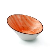 Picture of Porceletta Glazed Porcelain Boat Bowl, 16cm, Orange