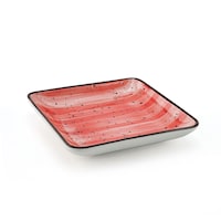 Picture of Porceletta Glazed Porcelain Square Plate, 4.875inch, Red