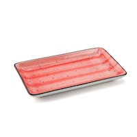 Picture of Porceletta Glazed Porcelain Rectangular Plate, 8.875inch, Red