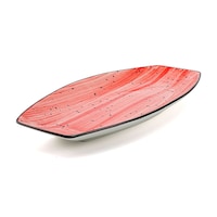 Picture of Porceletta Glazed Porcelain Boat Shape Plate, 12inch, Red