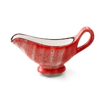 Picture of Porceletta Glazed Porcelain Sauce Boat, 6inch, Red