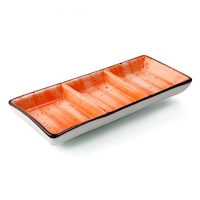 Picture of Porceletta Glazed Porcelain Rectangular Compartment Dish, 7inch, Orange
