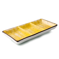 Picture of Porceletta Glazed Porcelain Rectangular Compartment Dish, 7inch, Yellow
