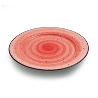 Picture of Porceletta Glazed Porcelain Rimmed Thin Flat Plate, 17cm, Red