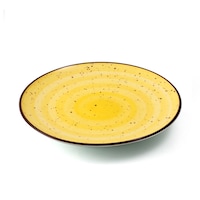 Picture of Porceletta Glazed Porcelain Rimmed Thin Flat Plate, 20cm, Yellow