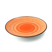 Picture of Porceletta Glazed Porcelain Rimmed Thin Flat Plate, 10inch, Orange
