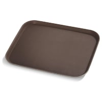 Vague Rectangular Non Slip Plastic Tray, 28x35cm, Brown