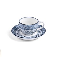 Picture of Che Brucia Arabesque Porcelain Cup & Saucer, 200ml, Blue