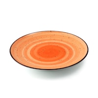 Picture of Porceletta Glazed Porcelain Rimmed Thin Flat Plate, 17cm, Orange
