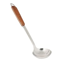 Raj Stainless Steel Laddle Spoon with Wooden Handle, Silver