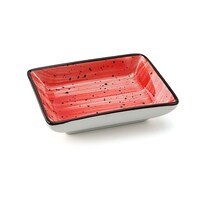 Picture of Porceletta Glazed Porcelain Rectangular Dish, 3.5inch, Red