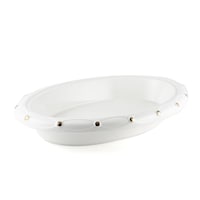 Picture of Porceletta Porcelain Oval Platter with Gold Dot, 17.5inch, Ivory