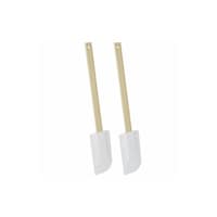 Picture of Metaltex Plastic Spatulas Blade with Wooden Handle, 6inch, White, Pack of 2 Pcs