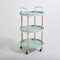 Vague Plastic Round 3 Tier Rolling Cart, Green