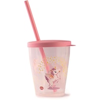 Snips Unicorn Printed Cup with Lid & Straw, 385ml