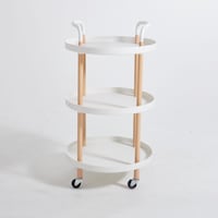Picture of Vague Plastic Round 3 Tier Rolling Cart, White