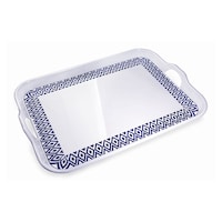 Picture of Vague Melamine 2 Handle Tray, 20.5inch, Blue Line