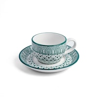 Picture of Che Brucia Arabesque Porcelain Cup & Saucer, 200ml, Green