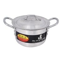 Raj Aluminium Cooking Pot With Cover Set, 2.5L, Silver