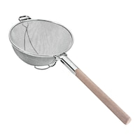 Metaltex Stainless Steel Tinned Strainer with Wooden Handle, 30cm, Brown