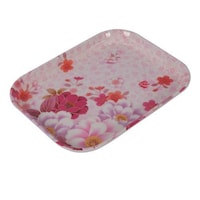 Yuhan Melamine Flower Print Design Tray, 19.5x25.5cm, Red & Purple