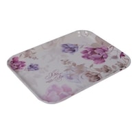 Yuhan Kin Fu Melamine Flower Printed Tray, 28x35.5cm, Pink & Violet