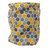 Yuhan Polyester Ball Print Washable Laundry Bag, Gray & Yellow