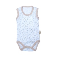 Picture of Pancy Star & Moon Design Cotton Baby Romper, Cream & White
