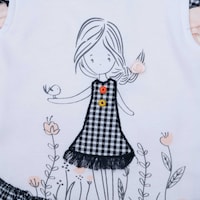 Pancy Girl & Bird Checkered Design Cotton Babygirls Bodysuit