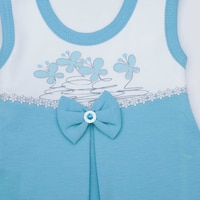 Picture of Pancy Flower & Frock Design Cotton Baby Romper, Blue & White