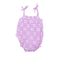 Picture of Pancy Cherry Design Cotton Sleeveless Babygirl Romper, Purple