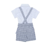 Pancy Plain Design Cotton Babyboy Shirt & Pant Set, Grey & White