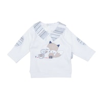 Pancy Cartoon Design Cotton Babygirl Shirt & Pant with Headband Set, Cream & White