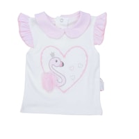 Pancy Love Design Cotton Babygirl Shirt & Pant 2Pcs Set, Pink & White