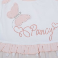 Picture of Pancy Butterfly & Frock Design Cotton Babygirl Romper, Peach & White